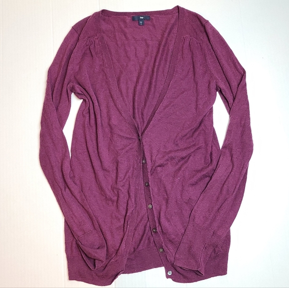 Cotton and Modal Purple Button Cardigan - Picture 2 of 11